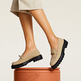 日本完売♪【HERMES】 アイコン ローファー リネンベージュ icone-loafer--242169Z 5K-front